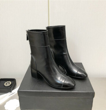 chanel chunky heel ankle boots
