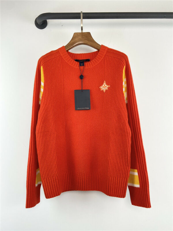 louis vuitton lv orange embroidery logo sweater