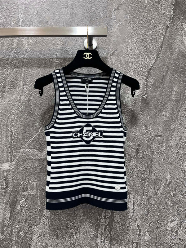 chanel striped knitted vest