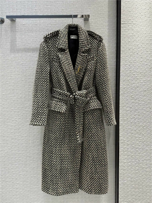 ysl tweed long coat