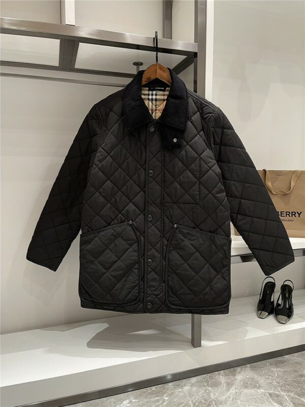 burberry lapel diamond quilted jacket padded jacket