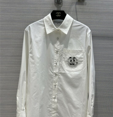 chanel rhinestone beaded white shirt