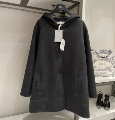 Dior gray hooded wool coat