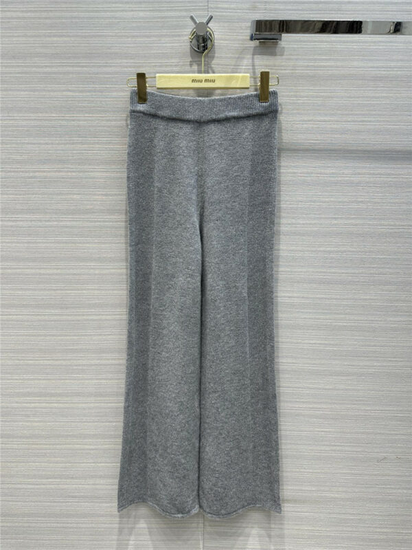 miumiu letter logo wool wide-leg straight-leg pants
