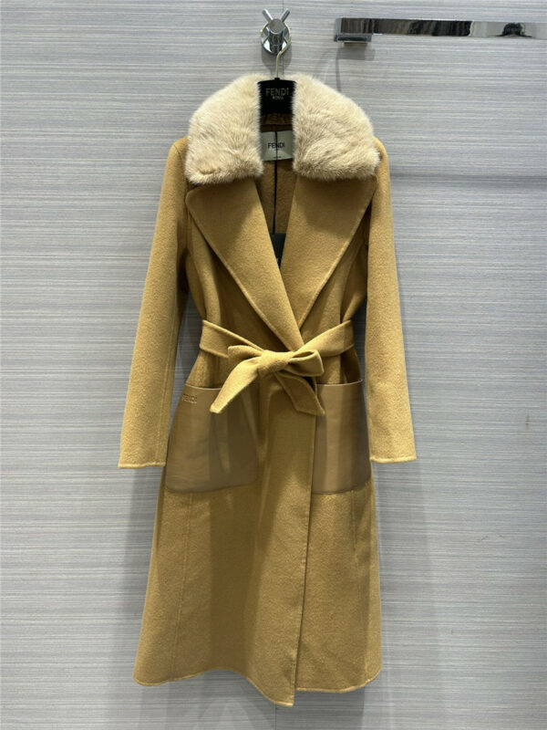 fendi classic mink fur collar coat