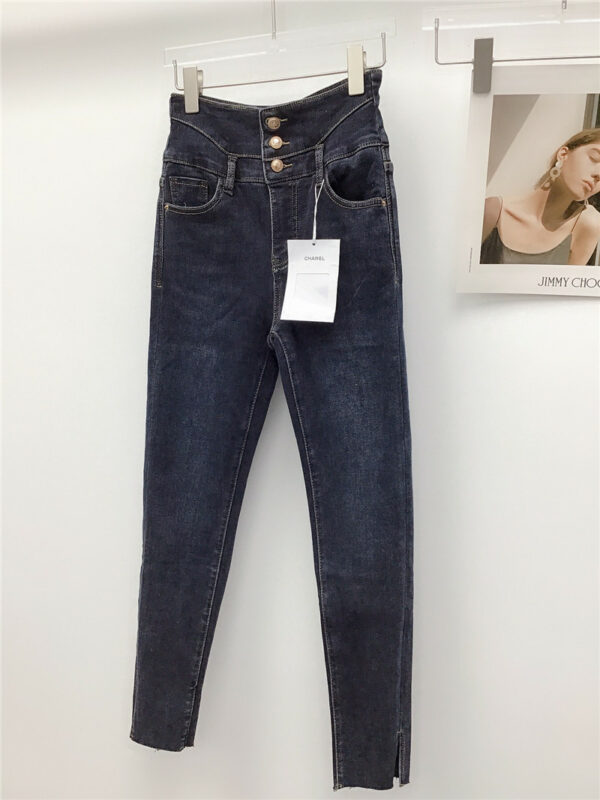 Chanel high waist slit jeans
