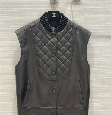 chanel lozenge stitching leather vest