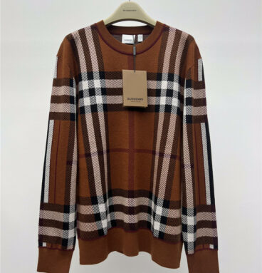 burberry brown checked sweater