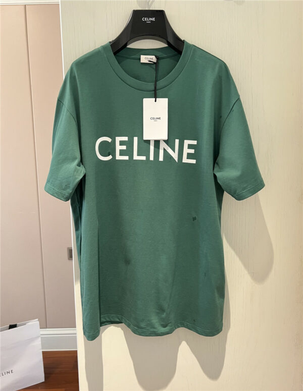 celine letter logo print t shirt