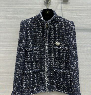 Chanel collar zipper woven soft tweed jacket