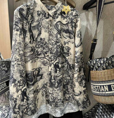 dior animal forest silk shirt