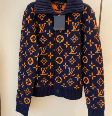 louis vuitton LV monogram orange logo knitted cardigan