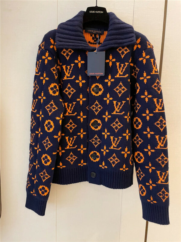 louis vuitton LV monogram orange logo knitted cardigan