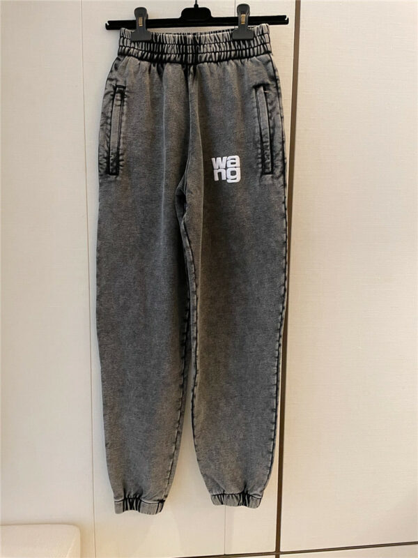 alexander wang light gray logo trousers