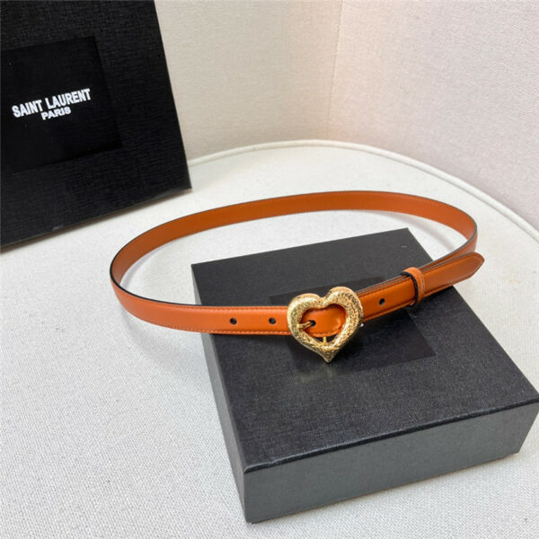 ysl leather heart pin buckle belt