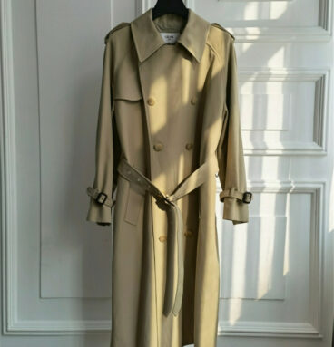 celine casual lazy style off shoulder long trench coat