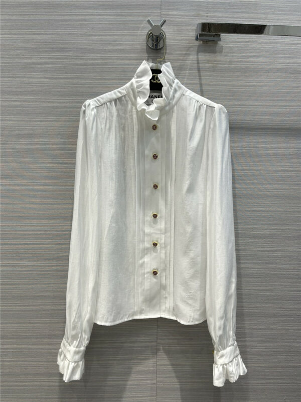 Chanel court style pleated collar shirt