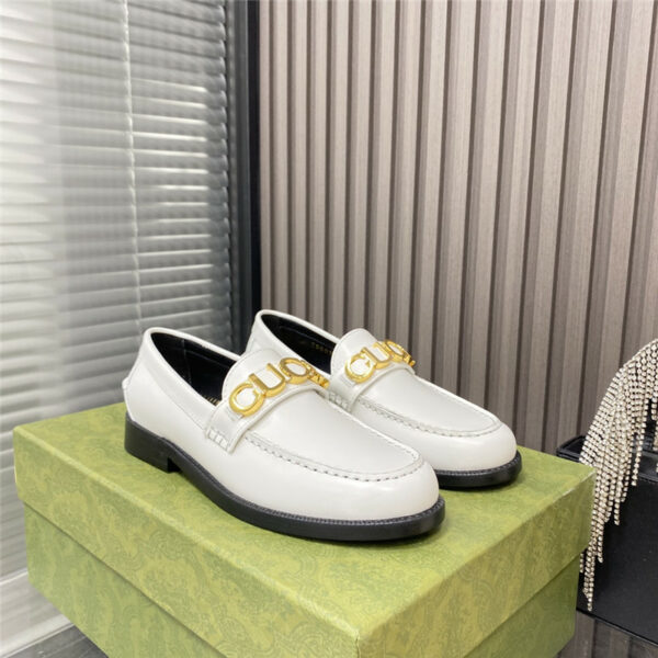 gucci new LOGO round toe flat shoes