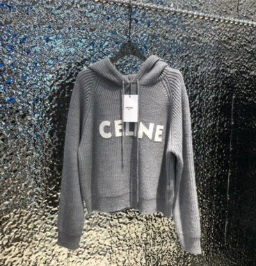 celine patch embroidered hooded sweater