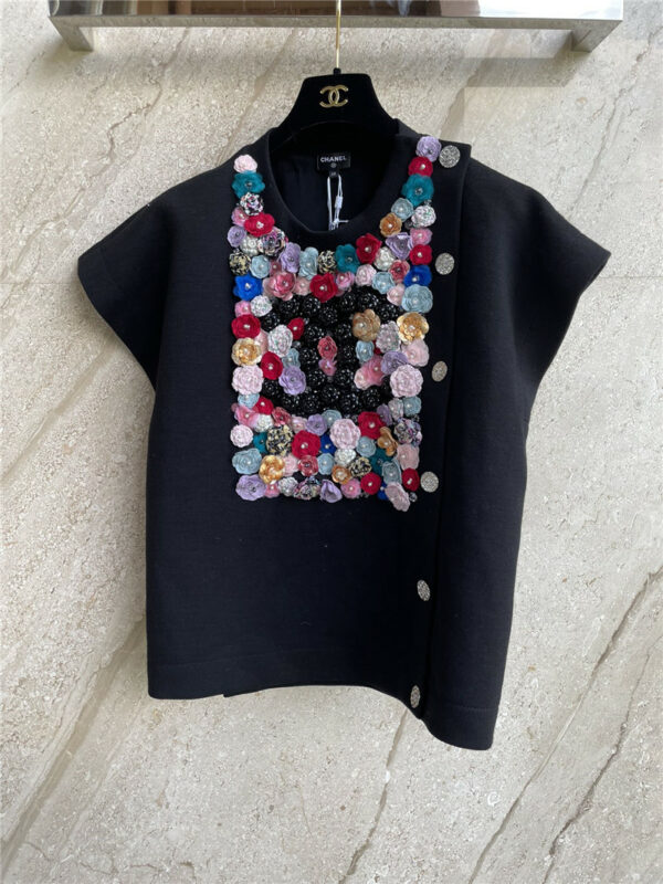 Chanel custom knitted wool fabric short sleeves