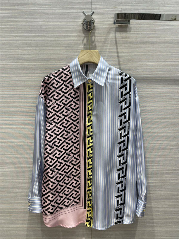 versace print striped silk shirt