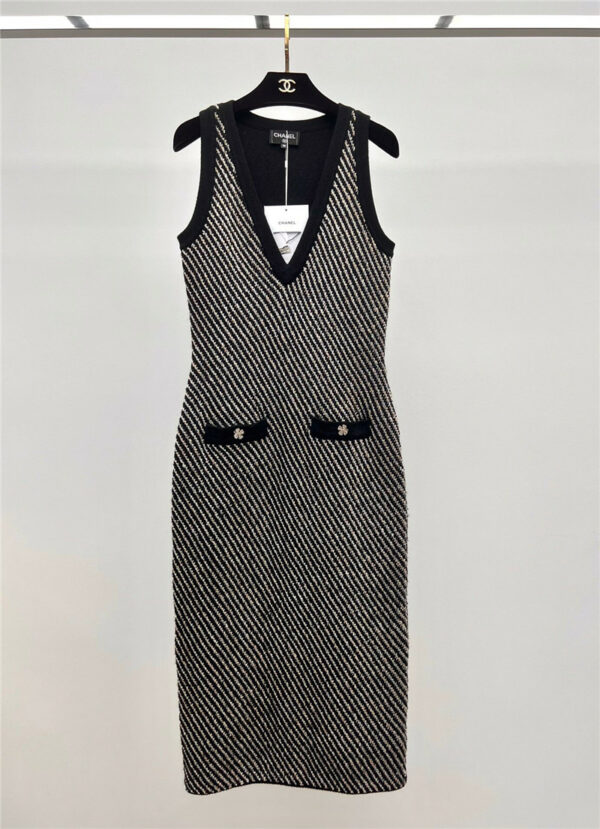 Chanel bright silk knitted vest dress