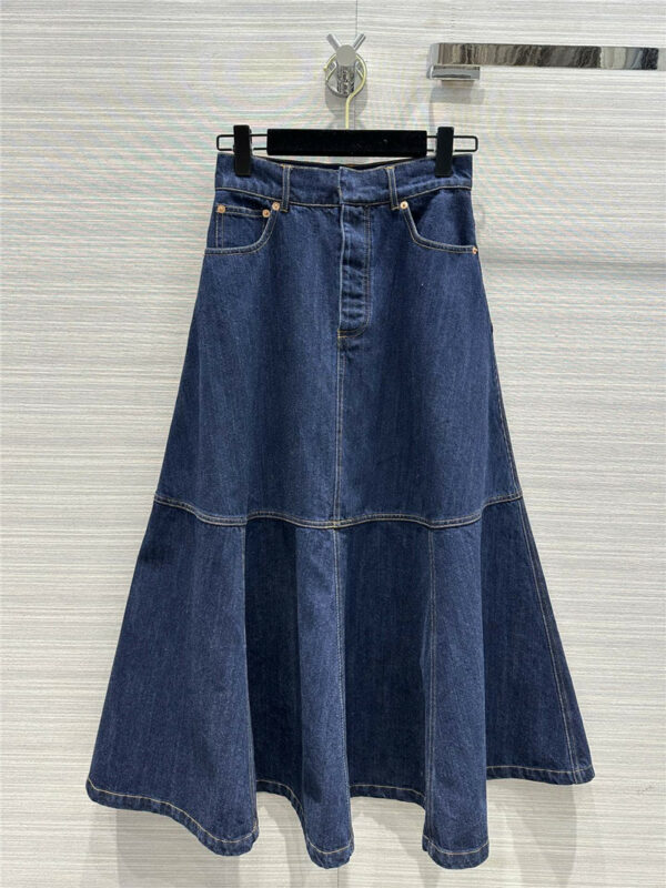 dior blue denim long skirt