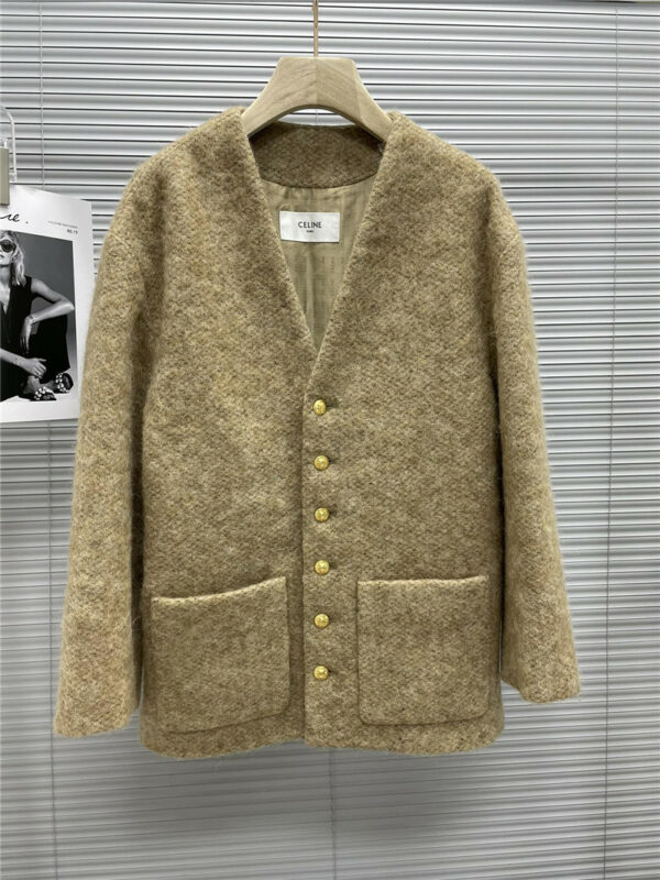 celine wool mid length coat