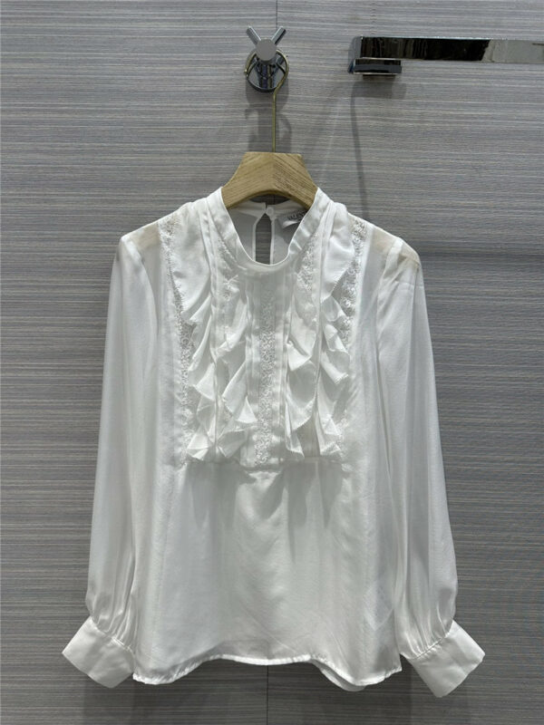 valentino vintage white silk shirt with suspenders