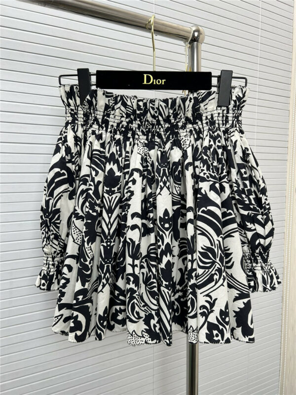 Dior printed holiday style one-shoulder top