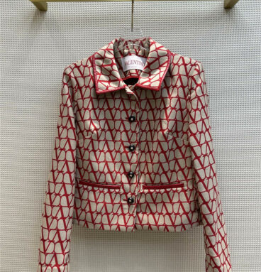 valentino classic fit button-down lapel jacquard coat