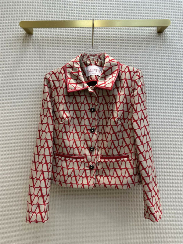 valentino classic fit button-down lapel jacquard coat