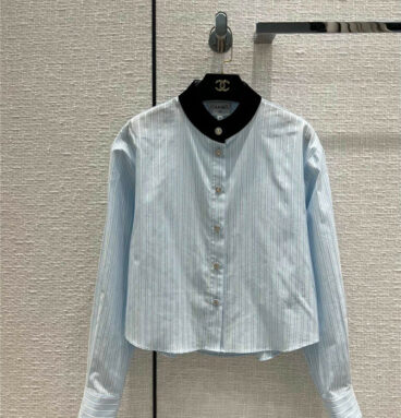 Chanel court style velvet design collar shirt
