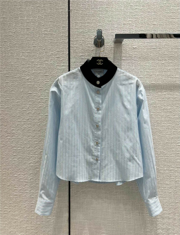 Chanel court style velvet design collar shirt