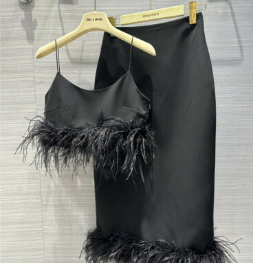 miumiu handmade ostrich fur party dress