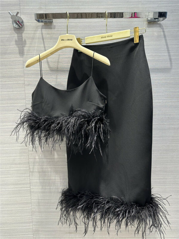 miumiu handmade ostrich fur party dress