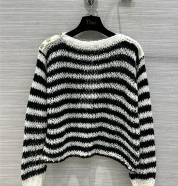 dior black and white striped lightweight sweater