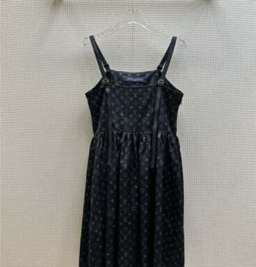 louis vuitton LV classic printed silk slip dress