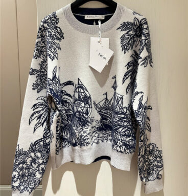 dior pirate sailing print embroidered sweater