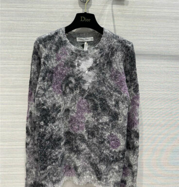 dior purple flower cashmere sweater