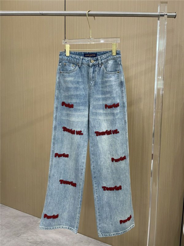 louis vuitton LV loose slouchy embroidery jeans