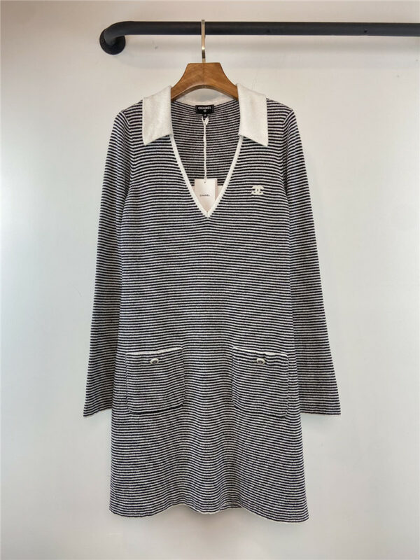chanel striped knitted dress