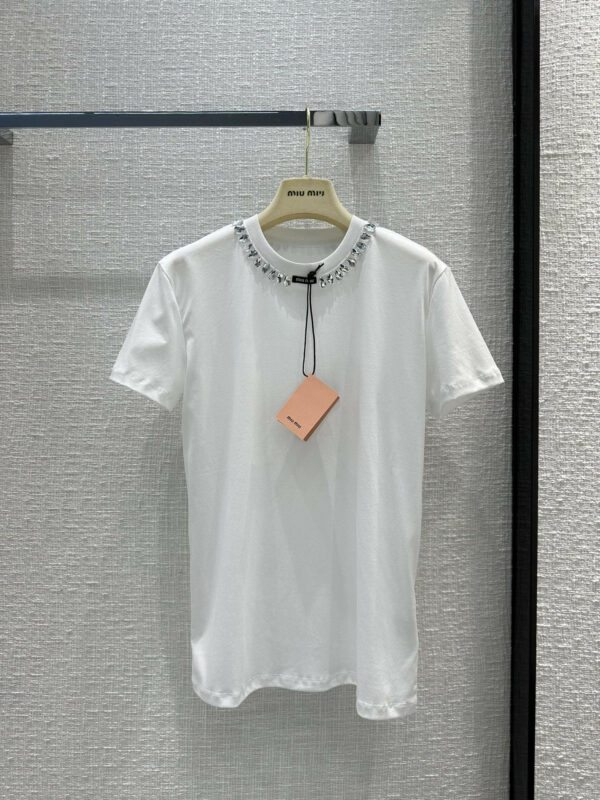 miumiu water drop diamond short-sleeved T-shirt
