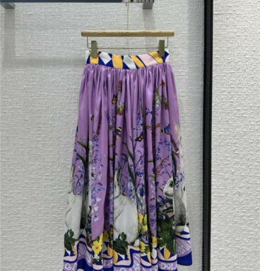 Dolce & Gabbana Year of the Rabbit Printed Long Skirt