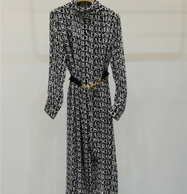 versace belted monogram dress