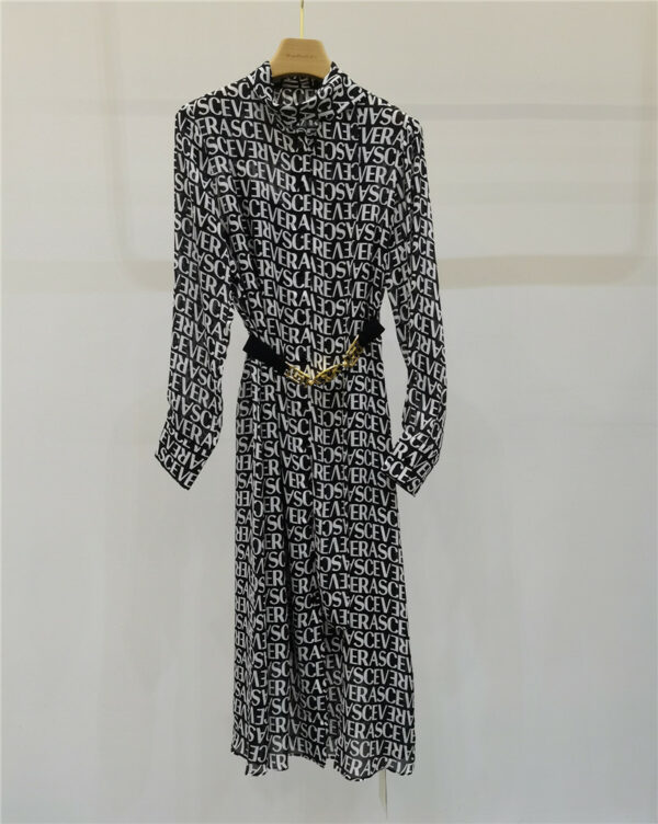 versace belted monogram dress