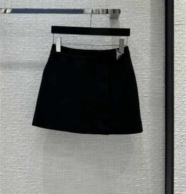 prada black wool mini skirt