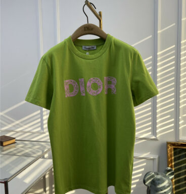 Dior round neck flocking print T-shirt