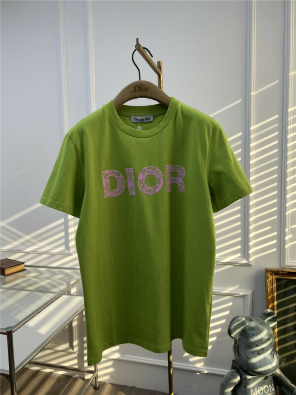 Dior round neck flocking print T-shirt
