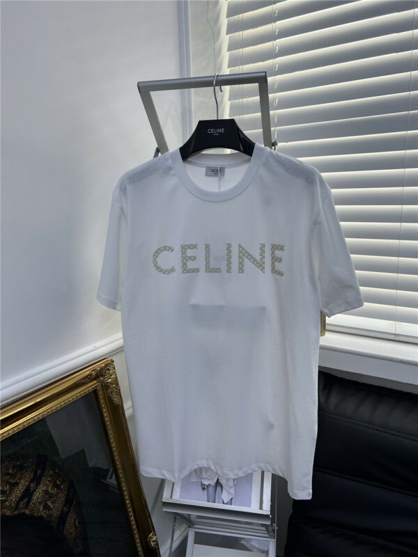 celine hot diamond round neck T-shirt